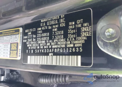 2023 Kia Sportage Ex z USA, uszkodzony, nr VIN 5XYK33AF8PG112635